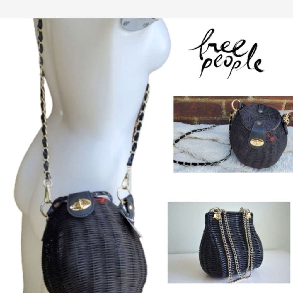 Free People Black wicker xbody bag NWT - Picture 2 of 15